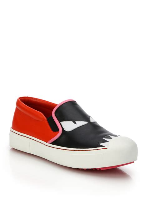 fendi red leather sneakers|fendi black sneakers women's.